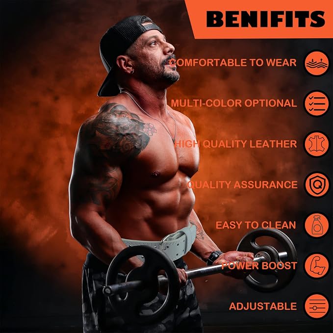 9mm Leather Fitness Weight Lifting Belt for Women&Men with 4 Inches Padded Lumbar Support for Power Lifting Workout & Squats Exercise