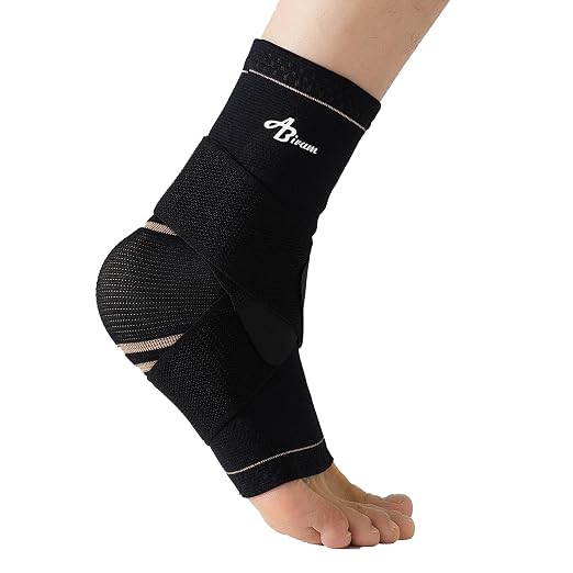 ABIRAM Copper-Infused Ankle Brace Compression Sleeve with Adjustable Strap | Breathable Lightweight Support with Long-Lasting Odor Defense, Ideal for Running, Gym, Basketball, Training & Daily Wear