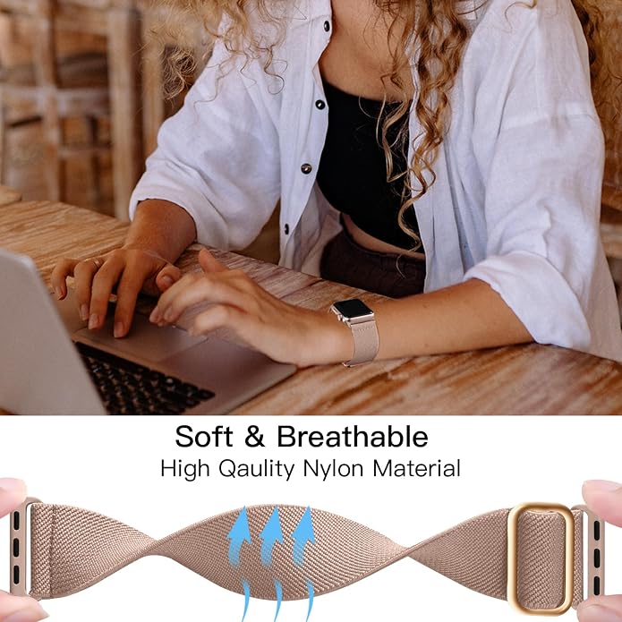 Lerobo Braided Band Compatible with Apple Watch Series 11 10 9 8 7 46mm 45mm 41mm Ultra SE 3 2 1 49mm Series 6 5 4 3 44mm 40mm 38mm 42mm Men iWatch Bands Women Stretchy Nylon Solo Loop Sport Strap