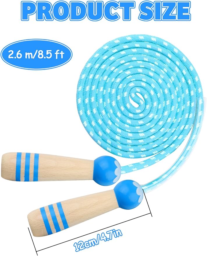 Jump Rope for Kids, Lorvain Adjustable Skipping Rope | Kids Jump Ropes with Wooden Handle for Girls Boys, Weighted Jumping Ropes for Fitness Workout Exercise Outdoor Fun Activity