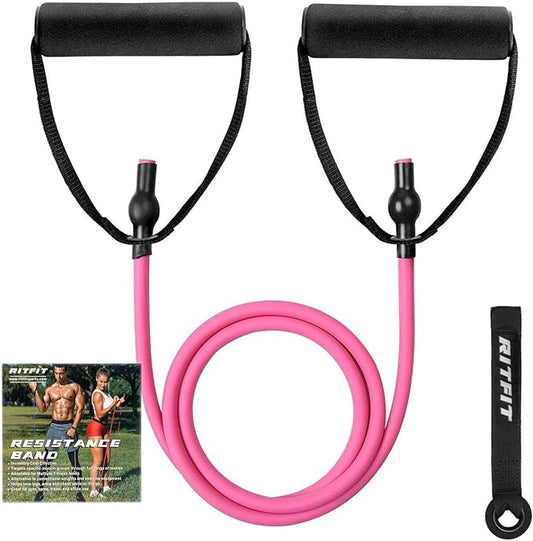 RitFit Single Resistance Bands with Handles Door Anchor for Home Gym | Door Anchor, Workout Guidance included, Exercise Bands for Physical Therapy, Yoga, Strength Training