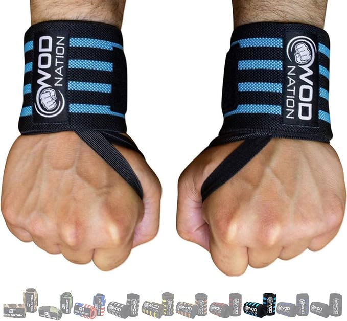 WOD Nation Wrist Wraps for Weightlifting & Strength Training – Professional Gym Straps w/Thumb Loop for Men & Women