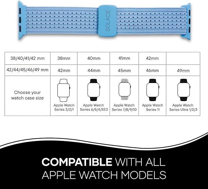 Solace Sport Adapt Bands - Apple Watch Bands, Breathable Nylon with Magnetic Clasp, Unisex Smart Watch Band, Apple Watch Strap