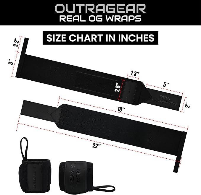 18" OG-Grade Wrist Wraps for Weightlifting – Heavy Duty Wrist Support with Thumb Loop & Lockdown Strap – Wrist Straps for Powerlifting, Bench Press & Gym Training