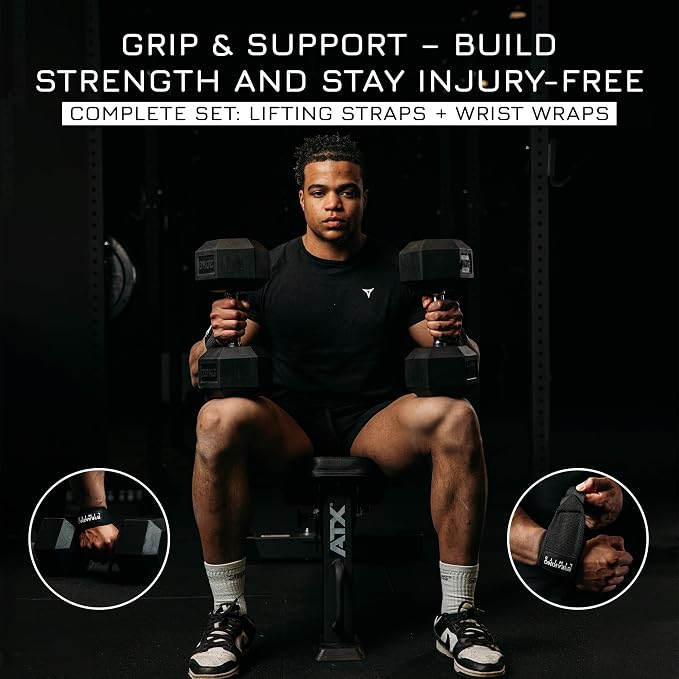 Breaking Limits Lifting Straps & Wrist Wraps for Weightlifting Men & Women | Wrist Straps for Weightlifting, Workout Gym Straps, Deadlift Straps, Cotton, Neoprene, Thumb Loops, Reinforced Stitching