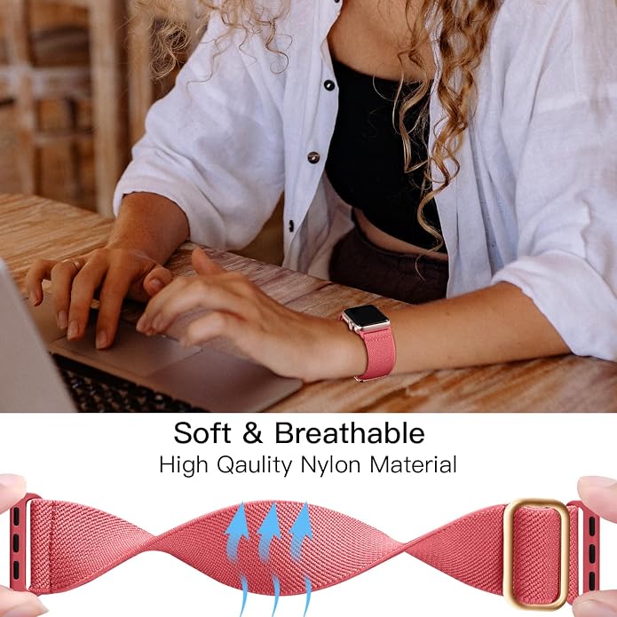 Lerobo Braided Band Compatible with Apple Watch Series 11 10 9 8 7 46mm 45mm 41mm Ultra SE 3 2 1 49mm Series 6 5 4 3 44mm 40mm 38mm 42mm Men iWatch Bands Women Stretchy Nylon Solo Loop Sport Strap