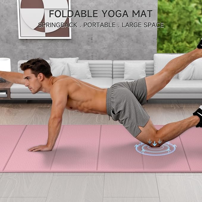 7-Fold Yoga Mat 74"x31" | 0.31 Inch Thick, Extra Wide Non-Slip POE Mat, For Travel, Storage, Yoga, Pilates, Meditation & Home Gym