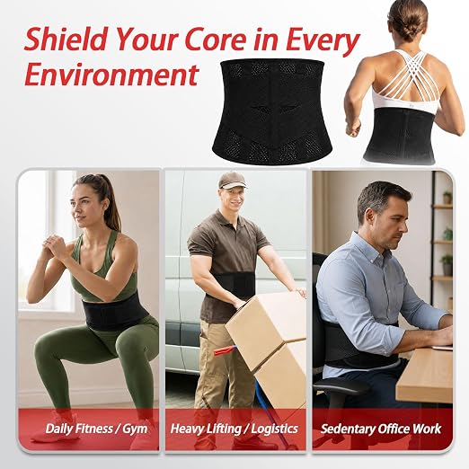 Adult Breath Lumbar Support Brace Dual Adjustable Straps Back Pain | Breathable Back Brace Dual Adjustable Straps Adult Lumbar Support for Sciatica Back Pain Relief,Blcak,33-41 In
