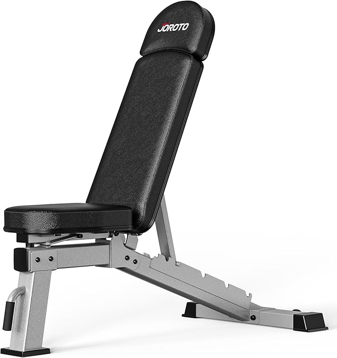 JOROTO FID Adjustable Weight Bench 1300LBS Capacity for Home Gym | Heavy Duty Workout Bench Press with Incline Decline Positions, 34'' Backrest and Wheels for Strength Training at Home Gym