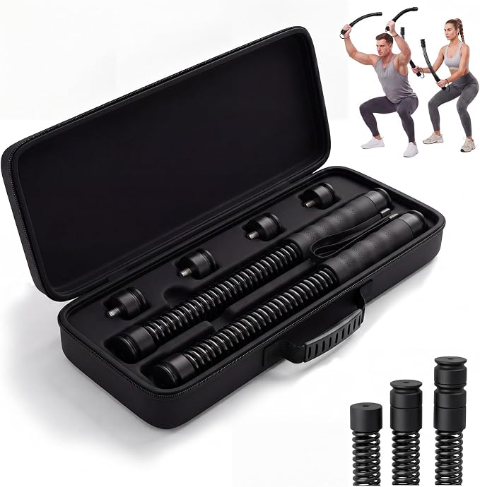 Ropeless Battle Ropes for Home Gym, 3 Adjustable Resistance, Heavy Duty Cordless Battle Ropes for HIIT, Full Body Workout, Men & Women, Black