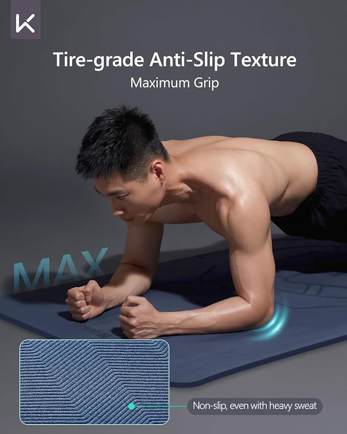 KEEP Extra Wide & Long Yoga Mat for Men, 79"x39"x7mm Thick, Non-Slip TPE Exercise Mat, High-Density Anti-Tear Fitness & Pilates Mat for Tall Users