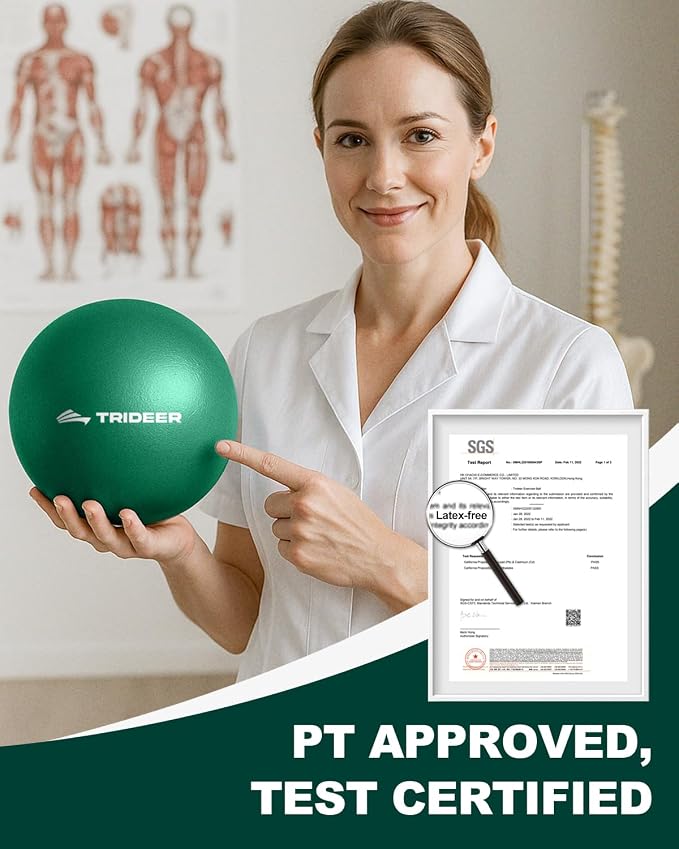 Trideer Exercise Balls Physical Therapy, 9 Inch Pilates Ball Between Knees for Physical Therapy, Mini Exercise Ball - Yoga Ball, Small Workout Balls for Core Strength and Back Support with Guide