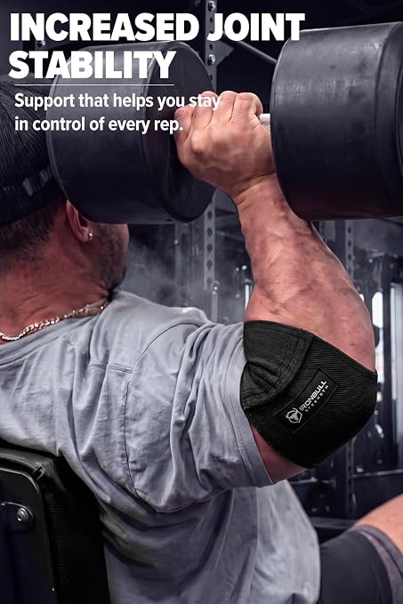Iron Bull Strength Compression Elbow Sleeves for Lifting (Black, 14") - Maximum Compression for Bigger Bench Press PRs