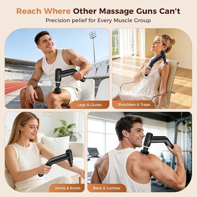 Beyn Hot and Cold Massager Gun with Detachable Extended Handle, 6 Massage Heads & LCD Display - Deep Tissue Massager for Neck Back Body Muscle Pain Relief