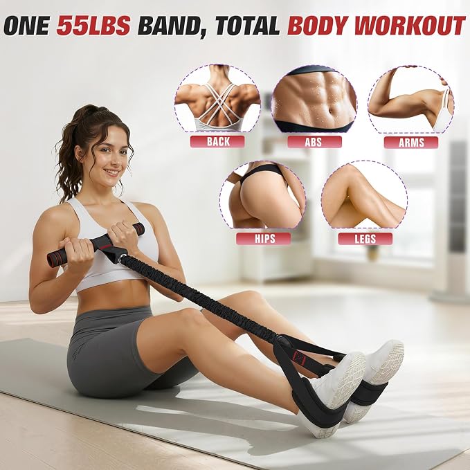 Upgraded Pedal Resistance Band with Handles, Foot Pedal Resistance Bands for Women, Core Abs Leg Training, Exercise Bands for Full Body Workout Fitness, Home Gym Equipment, Pilates & Physical Therapy