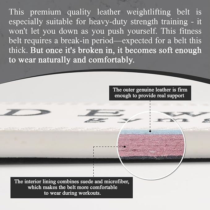 Weight Lifting Belt, 10mm Thick, 4-Inch Wide Heavy Duty Leather Lever Gym Belt, Ideal for Weightlifting, Squats, Deadlifts, Powerlifting, Cross Training and Weight Training