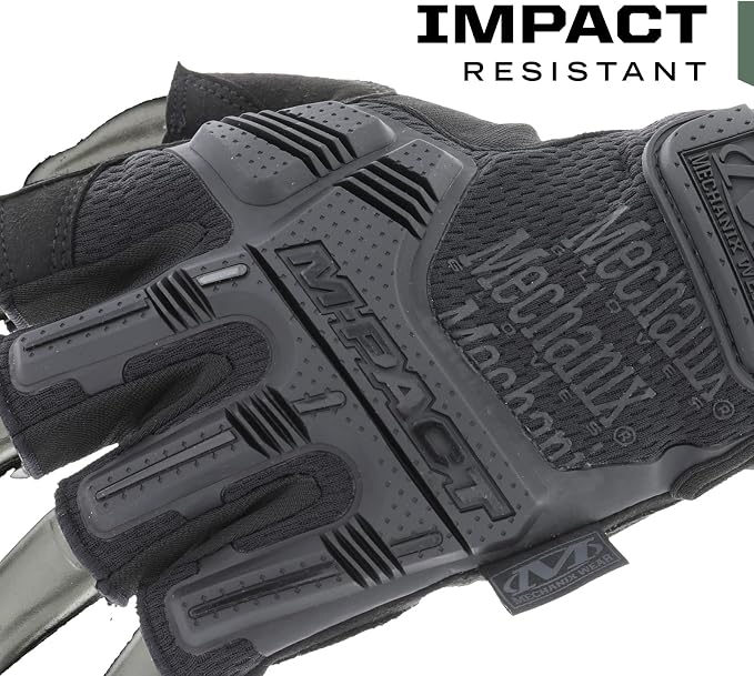 Mechanix Wear M-Pact Fingerless Tactical Gloves Covert Black, X-Large | Fingerless Tactical Gloves with Impact Protection, Vibration Absorption & Heavy-Duty Machine Washable Construction