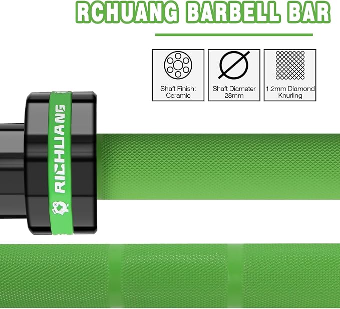 7ft Olympic Barbell 28mm 45lb – 500/700/1000LB Bar for Home Gym | Ceramic coated steel. Smooth spinning sleeves. Fits 2" plates. For snatch, clean and jerk, squats, deadlifts, bench press.