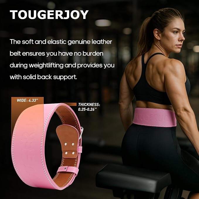 Women's Weight Lifting Belt 4 Inch Wide, Gym Powerlifting Belt for Women with Padded Lumbar Support, Adjustable Fitness Belt for Deadlift, Squats, Cross Training & Workout
