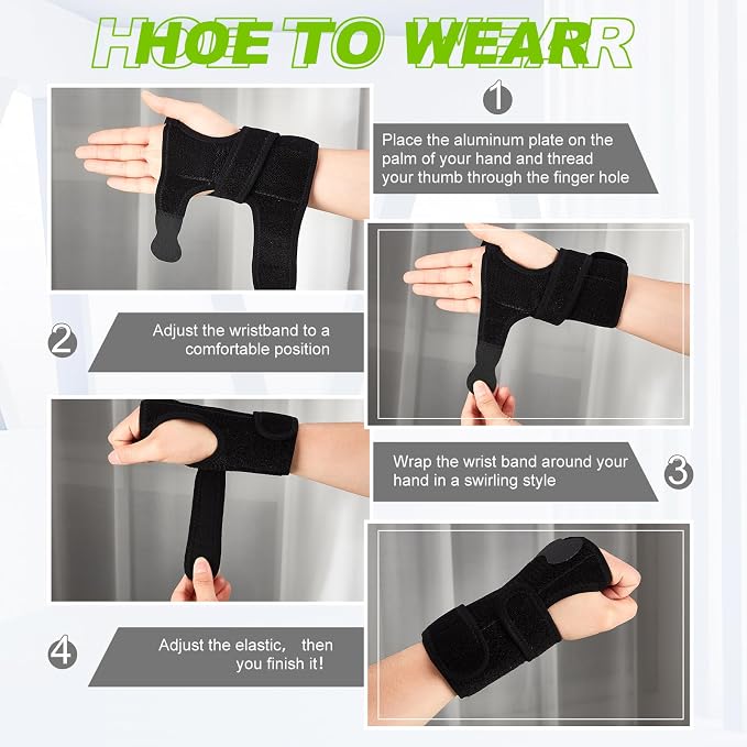Shappy Bowling Wrist Support Brace with Thumb Spica Splint Right Hand Breathable Wrist Gloves Splint with Removable Aluminum Plate, More Fit for Women Tendonitis Arthritis Sprains (Black)
