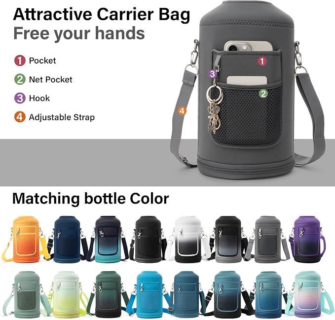 DYSANKY Gallon Insulated Water Bottle with Portable Carrier Bag for Outdoor