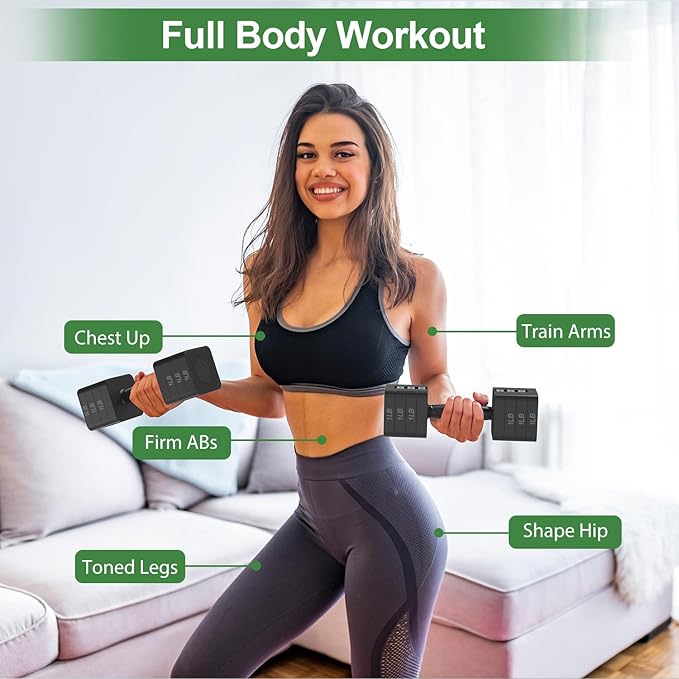 Hezeyferg Adjustable Dumbbells Set for Women/Men Home Gym | 18LBS 22LBS Adjustable Weight Dumbbells, Hand Weights Sets with Mutilple Levels, Full Body Workout