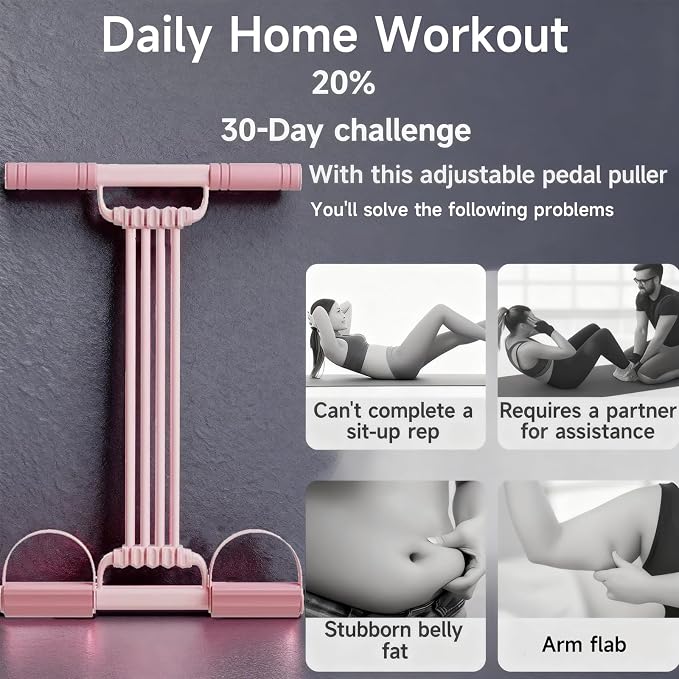 3 in 1 Adjustable Pedal Resistance Band, 8-Tube Multifunction Tension Rope, Natural Latex sit-up Trainer Resistance Band Suitable for Fat Loss and Full-Body Shaping Workout