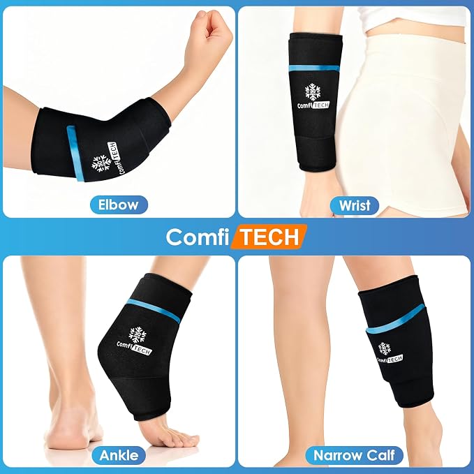 ComfiTECH Dual-Gel Elbow Ice Pack Wrap for Arm with 30-Min Cooling, L | Reusable Gel Forearm Brace for Tendonitis & Injuries, Cold Compression Sleeve for Pitchers, Tennis Elbow & Golfer Arm Relief
