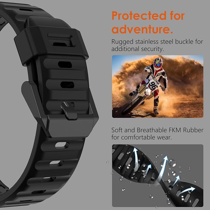 WINGLE FKM Rubber Bands for Apple Watch Band Ultra 3/2/1 Band Ultra 49mm Series 11 10 46mm 45mm 44mm 42mm SE 3/2/1 9 8 7 6 5 4 3 Men, Military Rugged Metal Connector Silicone Apple iWatch Sport Bands