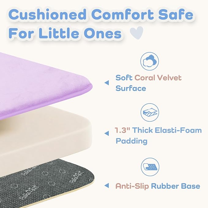 1.3" Thick Baby Floor Play Mat 50x50 Padded Playpen Mat, Violet | Memory Mat for Baby to Play, Waterproof Easy Care with Non-Slip Tummy Time Play Mat for Nursery Playroom Classroom