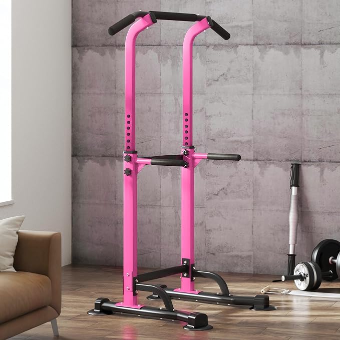 SogesPower Power Tower Dip Station Pull Up Bar for Home Gym Adjustable Height Strength Training Workout Equipment,Pull Up Bar Station