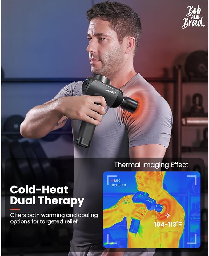 BOB AND BRAD X6 Pro Max Massage Gun with Heat and Cold, FSA Eligible HSA | Deep Tissue Percussion Massager Gun for Athletes, Metal Head & 5 Speeds, Handheld Muscle Massager for Body & Back Pain Relief
