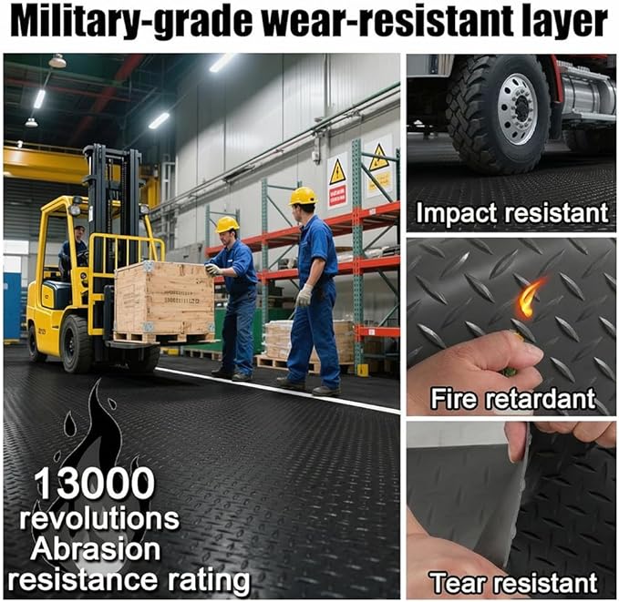Garage Floor Mat, PVC Flooring Mat Thickened Garage Mats, Heavy Duty Parking Mat Waterproof Nonslip Floor Cover Protector for Car, Trailer, SUV, Basement, Gym (Black) (3 Feet x 36 Feet)
