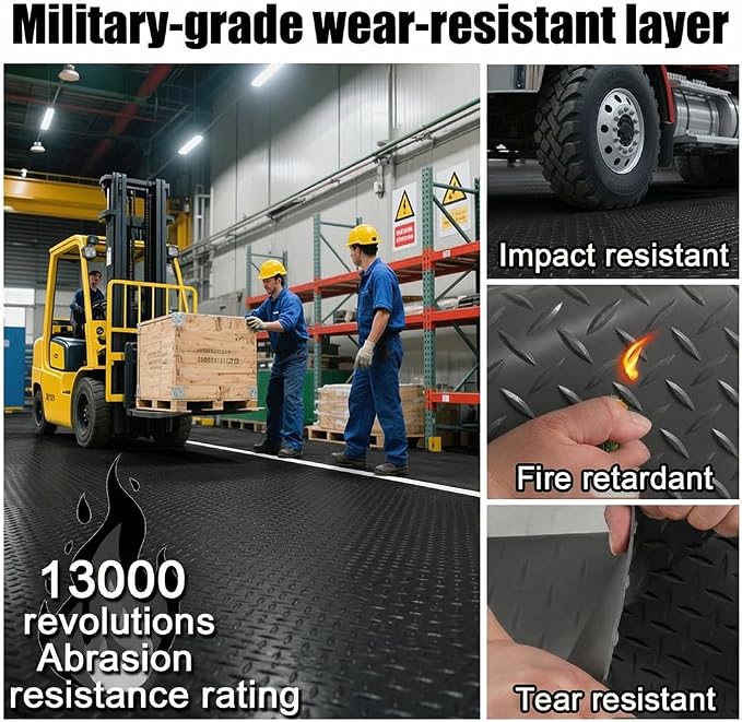 Garage Floor Mat, PVC Flooring Mat Thickened Garage Mats, Heavy Duty Parking Mat Waterproof Nonslip Floor Cover Protector for Car, Trailer, SUV, Basement, Gym (Black) (7 Feet x 71 Feet)