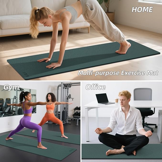 ILILI Yoga Mat 10mm Extra Thick and 193cm Extra Long, 76x28×0.4 Inch, Double Color Non-Slip TPE Material, Easy Carrying with Strap, Ideal for Yoga, Pilates, Floor Exercise, Home and Outdoor Use, Eco Friendly