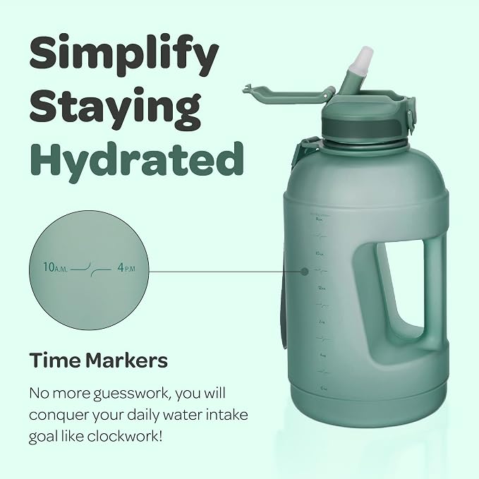 Hydracy 2.3L BPA-Free Tritan Plastic Water Bottle with Adjustable Shoulder Strap, Spill-Proof Lid, and Convenient Silicon Spout for Hydration on the Go | Leakproof,BPA Free,No Sweat Neoprene Sleeve,Carry Strap,Daily Intake Tracking for Fitness & Outdoors
