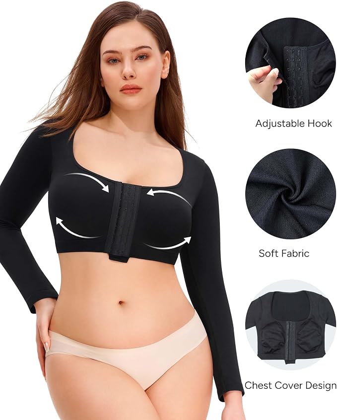 Nebility Arm Compression Sleeve Women Arm Shaper Post Surgery Post Surgery Front Closure Bra