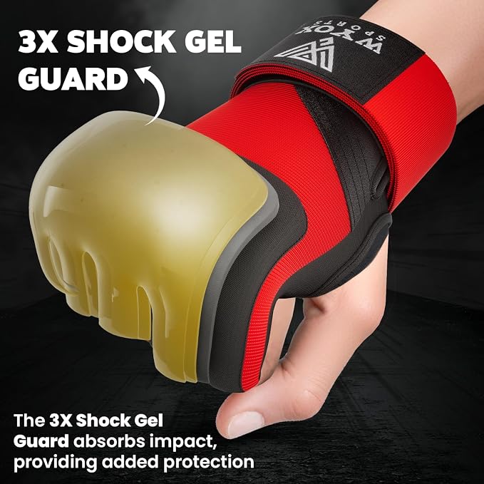 WYOX Neoprene Gel Boxing Hand Wraps Inner Gloves for Men & Women – 80cm/31in Quick Wrist Strap, Padded Knuckle Protection, Fingerless MMA Muay Thai Kickboxing Wraps for Training & Martial Arts