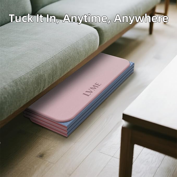LVME Foldable Yoga Mat, 71"x24"x1/3" Thick(8mm), Non Slip Exercise Mat | SGS Certified POE, Fitness Travel Mat, Easy To Store, Foldable for Exercise, Yoga, Pilates, Home Workouts