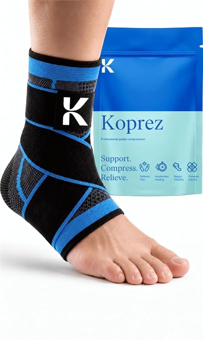 Ankle Compression Sleeve & Ankle Brace for Plantar Fasciitis Relief | Breathable arch support with adjustable straps for women & men; an Achilles tendonitis brace for running and work - 1 sleeve