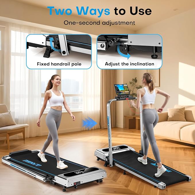 5 in 1 Foldable Treadmill, 7.5 MPH Treadmills for Home with App Compatible, Treadmill with 10% Incline, 3.0HP Brushless Drive, Remote Control and LED Display, 12 HIIT Programs, 400 LBS Capacity