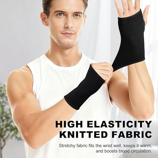 Palm Brace Wrist Compression Sleeves, Everyday Use Wrist Brace, Compression Carpal Tunnel for Wrist Pain Relief, Fitness Gloves, Sports compression Glove, Wrist guard for Men and Women (Black Large)