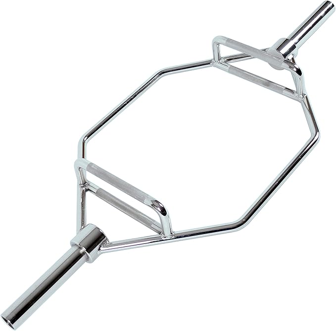 Sunny Health & Fitness Olympic Hex Trap Bar for Deadlifts, Home Gym Barbell | Fits 2" Olympic Plates, Diamond Knurled Grips, Deadlift Squat Shrug Farm Walk, Targets Legs Glutes Back Core & Grip