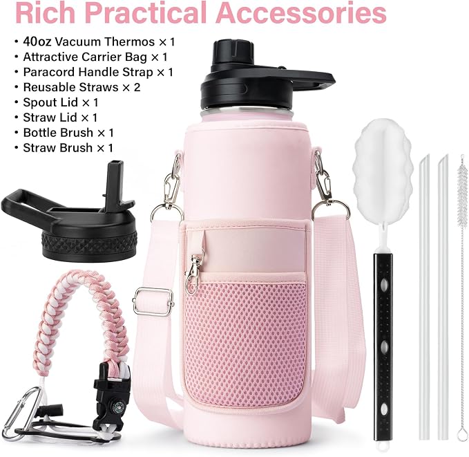 DYSANKY Mother's Water Bottle Gift– Insulated Stainless Steel Bottle with Carrier Bag, Strap & Gift Box – BPA-Free – Ideal for Hiking, Camping & Travel 40 oz