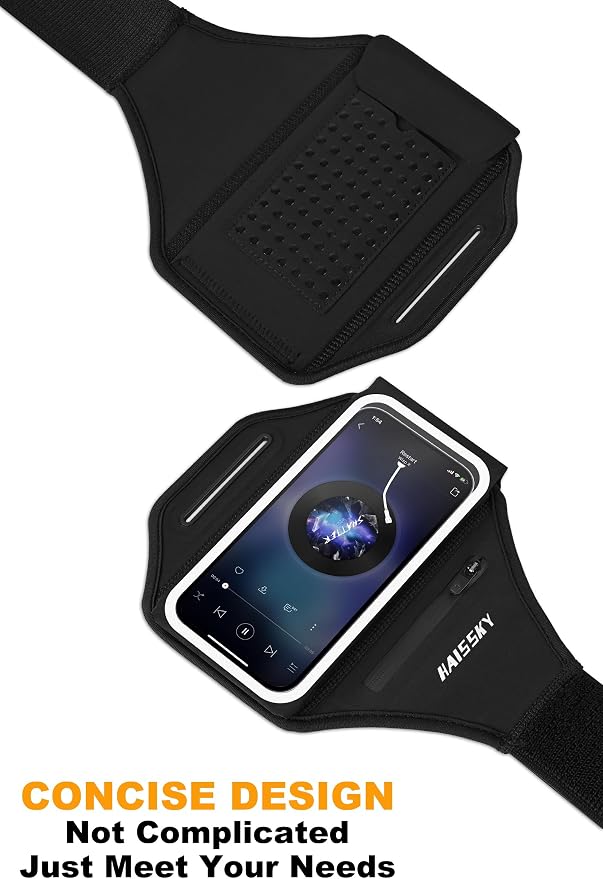 Running Armband with Earphone Bag Cell Phone Armband for iPhone 16 15 Pro 14 Plus 13 11 XR XS, Galaxy S24/S10 Water Resistant Sports Phone Holder Case & Zipper Slot Car Key Holder for 6.9 inch Phone | Zipper Pocket for Keys & Earphones, TPU Touchscreen...