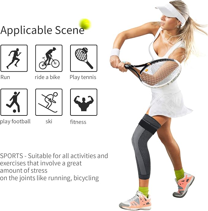 SKDK Full Leg Sleeves Long Compression Leg Sleeve Knee Sleeves Protect Leg, for Man Women Basketball, Arthritis Cycling Sport