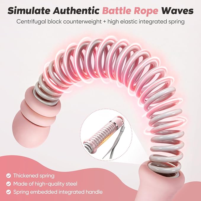 KUZARO Upgrade Weighted Ropeless Battle Ropes for Women, Quiet Adjustable Cordless Battle Ropes for Home Gym HIIT Cardio & Strength Training, Portable Exercise Rope for Arm & Core, Apartment Gear