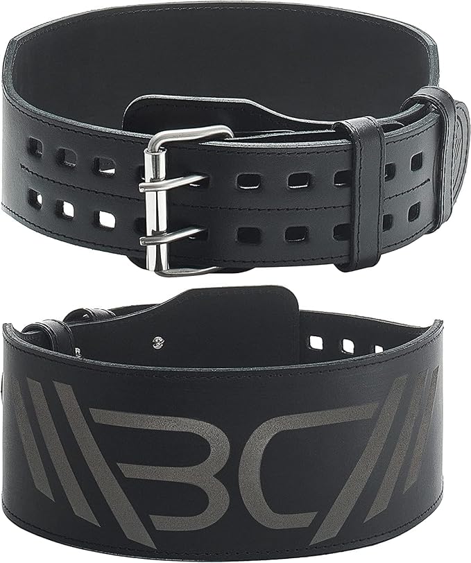 WARM BODY COLD MIND Leather Weight Lifting Belt 4" Adjustable Belt with Buckle for Workout, Squats, Gym, Powerlifting, Olympic Weightlifting, Strength Training. Waist/Back Support
