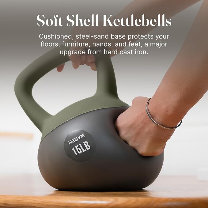 WeGym Soft Kettlebells with Cushioned Impact-Resistant Base and Anti-Slip, Wide-Grip Handle for Home Workouts, Weightlifting, and Full Body Strength Training