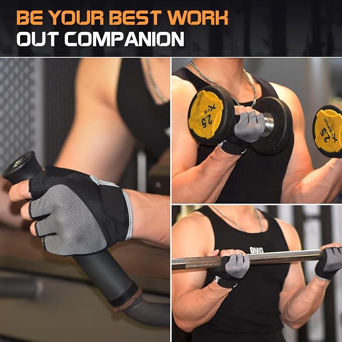 sunnex Workout Gloves for Women - Breathable Weight Lifting Gloves with Non-Slip Silicone Padding, Fingerless Gym Gloves for Cycling, Rowing, Pull Ups & Training (4 Sizes)